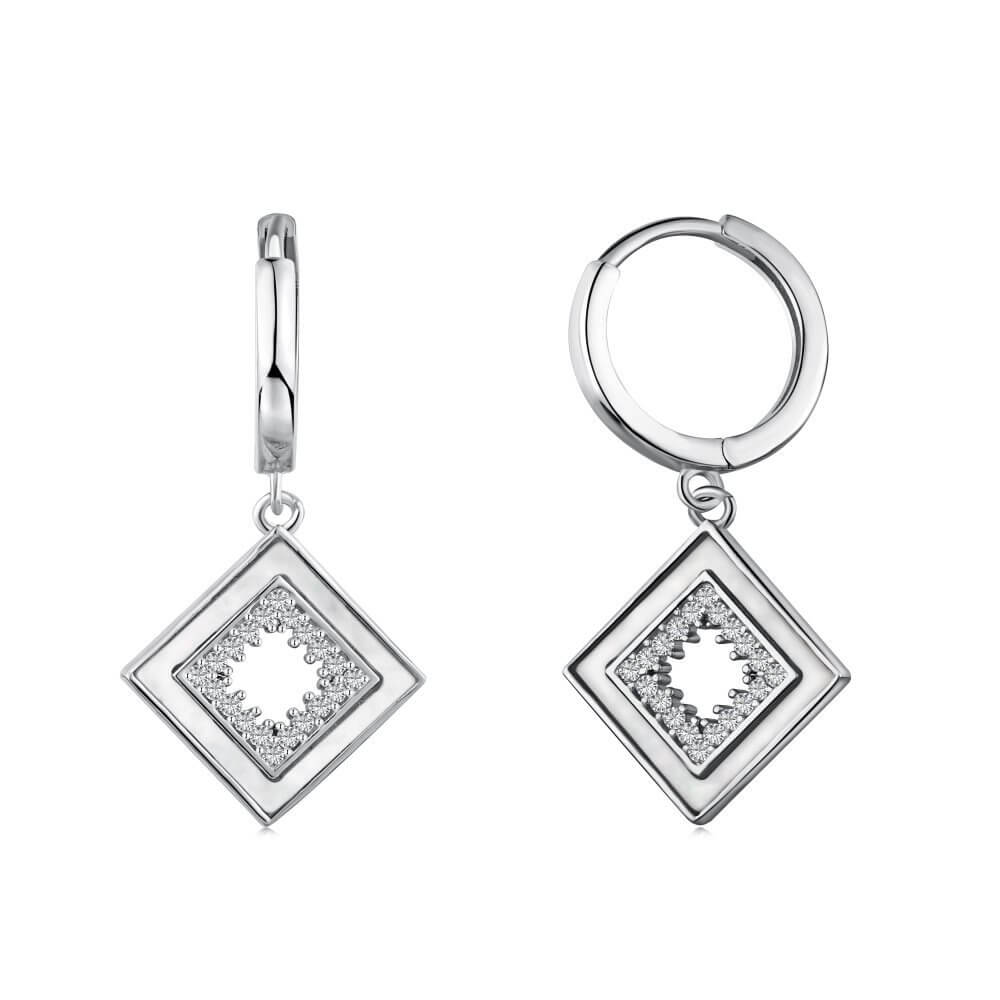 925 Sterling Silver Round Cut Drop Earrings