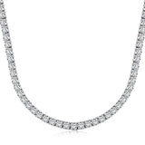 Classic Round Cut CZ Tennis Sterling Silver Necklace