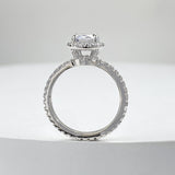 Modern Round Cut 1.0ct Halo Sterling Silver Engagement Ring