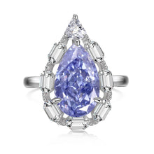 Pear Cut Purple Stone Sterling Silver Engagement Ring