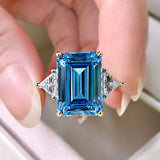 Bright Princess Cut Blue Stone Sterling Silver Engagement Ring