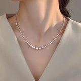 Lavish Cube Silver with Pearl Necklace In Sterling Silver For Woman