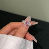 Oval cut Pink Stone Sterling Silver Engagement Ring