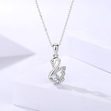 Moissanite 1.0ct Round Cut Swan Shaped 925 Sterling Silver Necklace