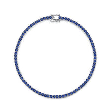Round Cut Simulated Diamonds and Colored Gemstone Tennis Bracelet in Sterling Silver