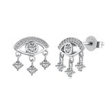 Evil Eye Round Cut 925 Sterling Silver Stud Earrings