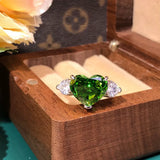 Radiant 5.0ct Heart Cut Emerald Green Engagement Ring