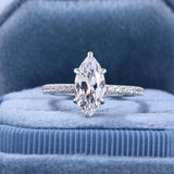 Enchanting Hidden Halo Marquise Cut 2.0ct Engagement Ring In Sterling Silver