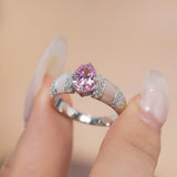 Oval cut Pink Stone Sterling Silver Engagement Ring