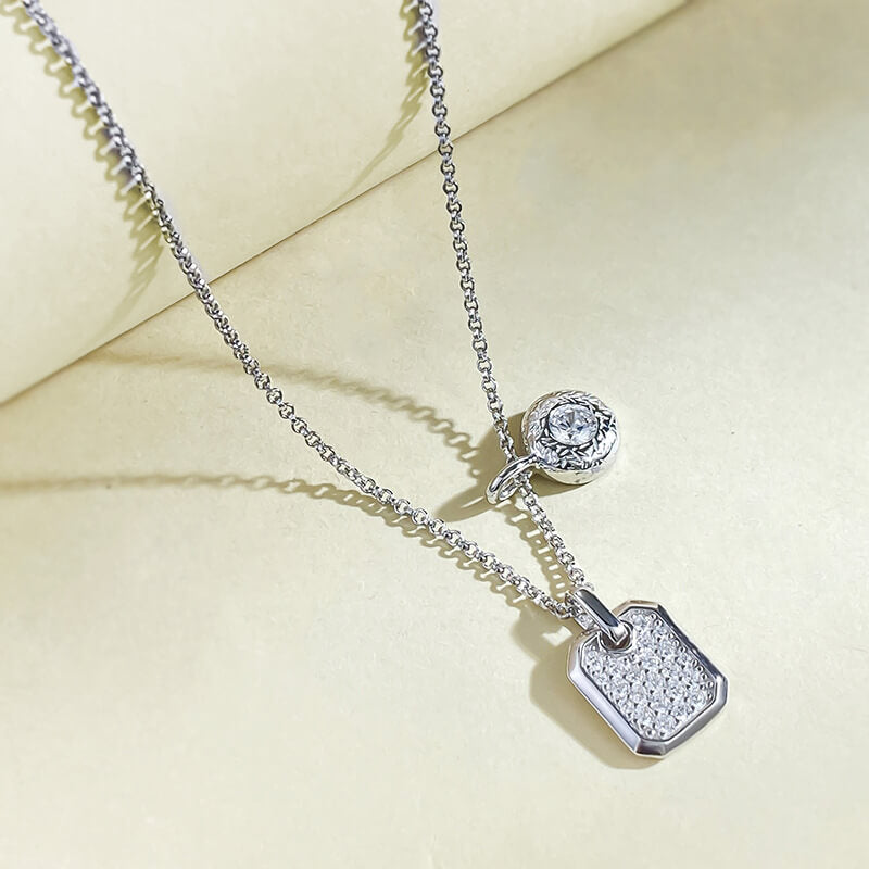 Glistening Pave Round Cut 925 Sterling Silver Necklace