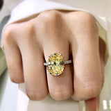 Gorgeous Oval Cut 5.0ct Yellow Stone Sterling Silver Engagement Ring