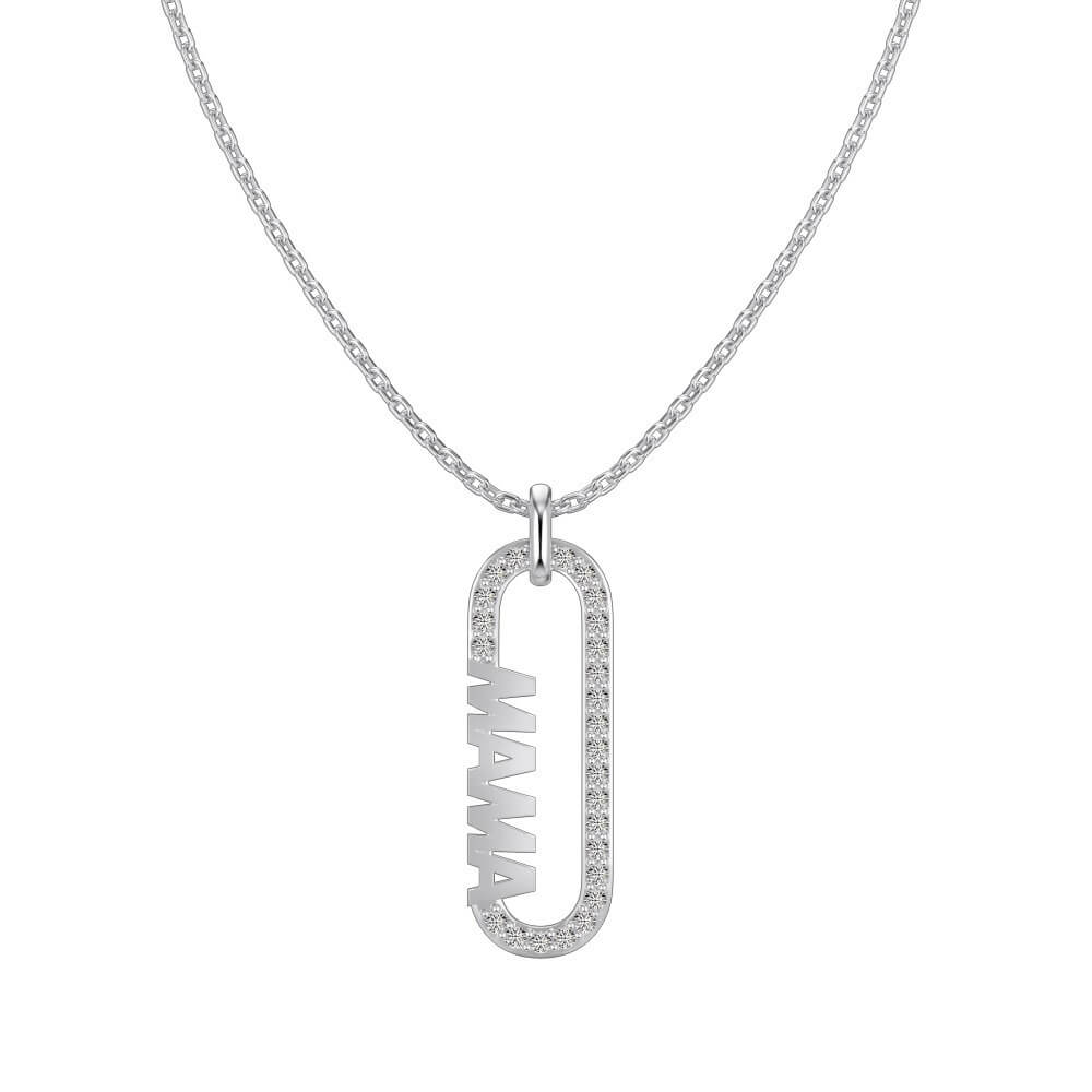 MAMA Letter Pendant Necklace in 925 Sterling Silver