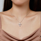 Exquisite CZ Cross Sterling Silver Necklace