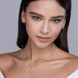 Letter “M” Moissanite Necklace with Yellow Gold Plating, 925 Sterling Silver