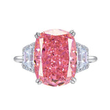 Delicate Cushion Cut Pink Stone Three Stone Sterling Silver Engagement Ring