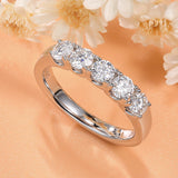 Round Cut White Gold Plated 925 Sterling Silver Moissanite Wedding Ring