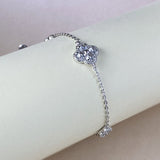 Elegant Four Leaf Clover Design Round Cut Bracelet for Women In Sterling Silver