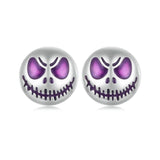 Glow-in-the-Dark Halloween Skull Stud Earrings in Sterling Silver