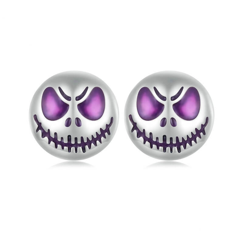 Glow-in-the-Dark Halloween Skull Stud Earrings in Sterling Silver