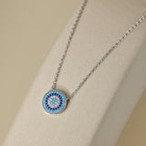 Round Cut Blue Stone Sterling Silver Necklace