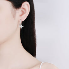 Star Shape Drop Earrings with White Gold Plating and Moissanite, 925 Sterling Silver