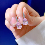 Luxurious Pear Cut Pink Stone 925 Sterling Silver Earrings