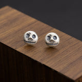 Halloween Pumpkin Skull Stud Earrings In Sterling Silver