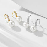 Lavish Hook Pearl Earrings In Sterling Silver For Woman