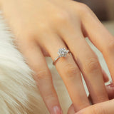 Luxurious 925 Sterling Silver Moissanite Floral Cluster Engagement Ring