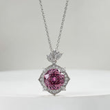 Vintage Rose Cut Pink Stone 3.5ct 925 Sterling Silver Necklace