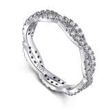 Pave Round Cut Full Eternity Wedding Band in 925 Sterling Silver