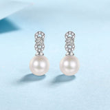 Solarii Moissanite  Round Cut 925 Sterling Silver Natural Freshwater Pearl Earrings