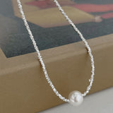 Elegant Pearl 925 Sterling Silver Necklace