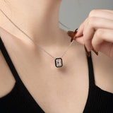 Square Pendant Emerald Cut Necklace in 925 Sterling Silver