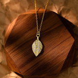 Intricate Pave  Leaf Design 925 Sterling Silver Necklace