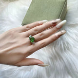 Radiant 5.0ct Heart Cut Emerald Green Engagement Ring