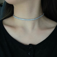 Classic Round Cut Tennis Sterling Silver Necklace