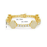 Tassel-trimmed round cut moissanite bracelet, rhodium plated, 925 sterling silver