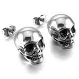 Halloween Skull Design Earrings In Sterling Silver