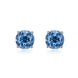 Brilliant Round Cut 925 Sterling Silver 4 Prong Stud Earrings