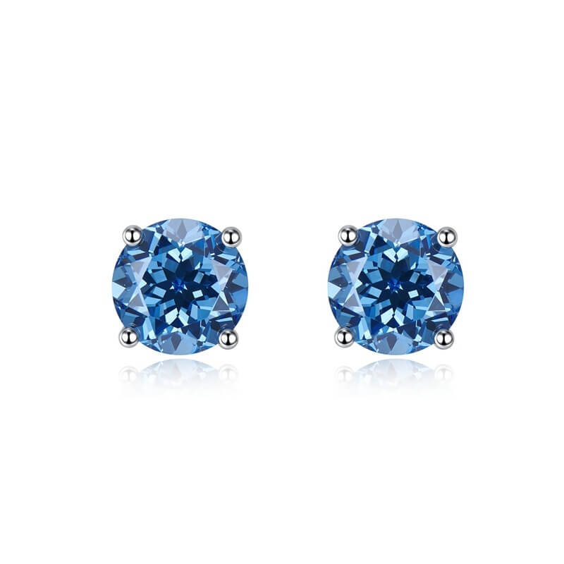 Brilliant Round Cut 925 Sterling Silver 4 Prong Stud Earrings