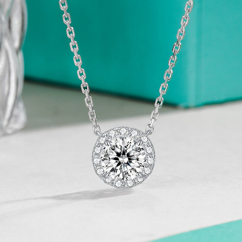 Round Cut Pendant Necklace In 925 Sterling Silver