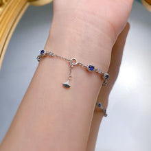 Silver Round Cut Sapphire and Simulated Diamonds Bracelet