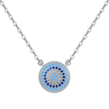 Round Cut Blue Stone Sterling Silver Necklace