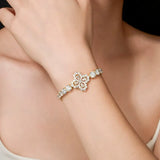 Chunky round cut moissanite bracelet, rhodium plated, 925 sterling silver