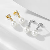 Sparkling Pearl Earrings In Sterling Silver For Woman