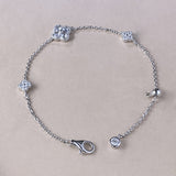 Elegant Four Leaf Clover Design Round Cut Bracelet for Women In Sterling Silver