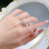 Intricate Pave Oval Cut 4.0ct Engagement Ring In Sterling Silver