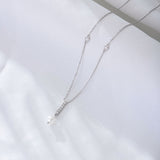 Noble Tassel Pearl Pendant Necklace In Sterling Silver For Woman