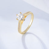 Round Cut White Stone with Yellow Gold and White Gold Plating Engagement Ring